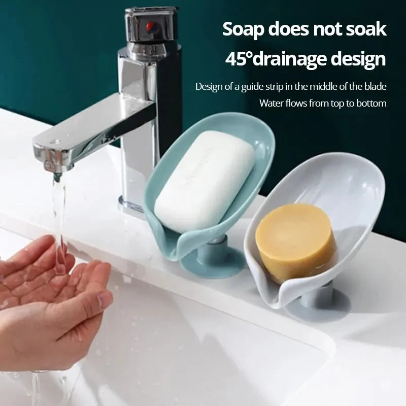(PACK OF 2 ) Leaf-Shape Self-Draining Soap Holder